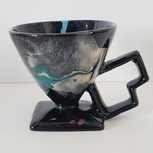 Vintage Charles Nalle Studio Abstract Pottery Tea Cup Pedestal Coffee Mug 1b